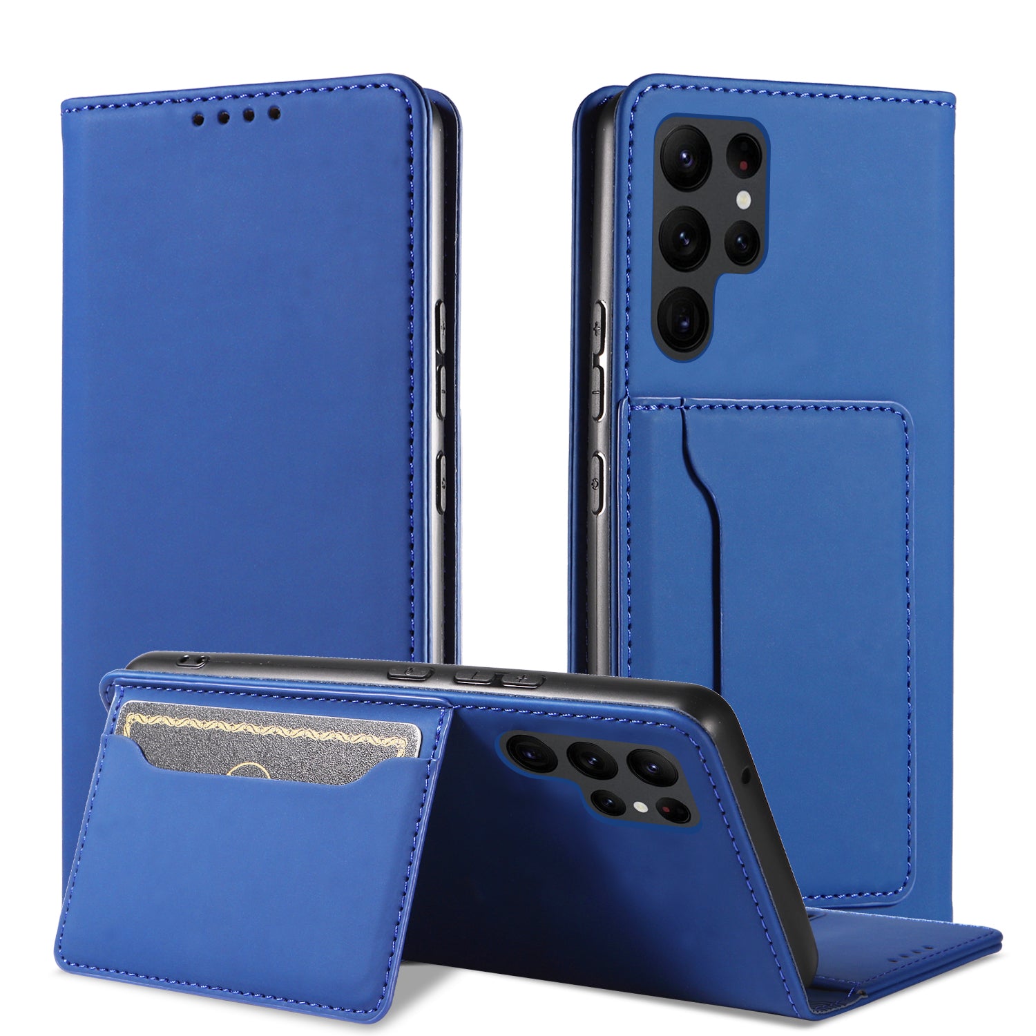 Leather Phone Case For Samsung Galaxy S23 Ultra , Skin-friendly Shockproof Magnetic Phone Cover Stand Wallet