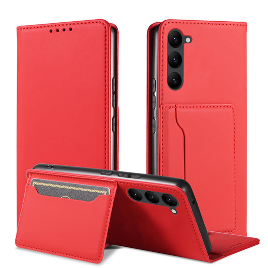For Samsung Galaxy S23 Shockproof Phone Case Stand Wallet Skin-friendly Leather Magnetic Phone Cover