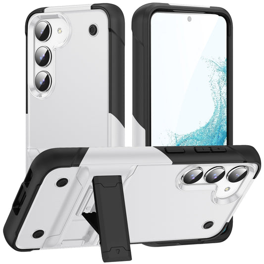 Anti-scratch Phone Cover For Samsung Galaxy S23 , Kickstand PC+TPU Protective Mobile Phone Case