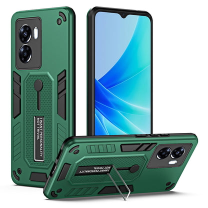 For Oppo A57 4G / A57s 4G / A77 4G / A77s 4G / A57e 4G Hidden Kickstand Phone Case PC + TPU Shockproof Back Cover