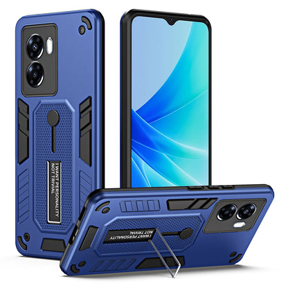 For Oppo A57 4G / A57s 4G / A77 4G / A77s 4G / A57e 4G Hidden Kickstand Phone Case PC + TPU Shockproof Back Cover