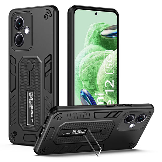 For Xiaomi Redmi Note 12 5G (India) / Poco X5 5G Kickstand Phone Case Finger Ring Strap PC+TPU Cover