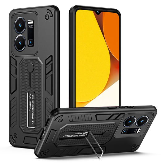 For vivo Y35 4G (2022) / Y22s 4G / Y22 4G Anti-drop Cell Phone Case PC+TPU Kickstand Phone Cover