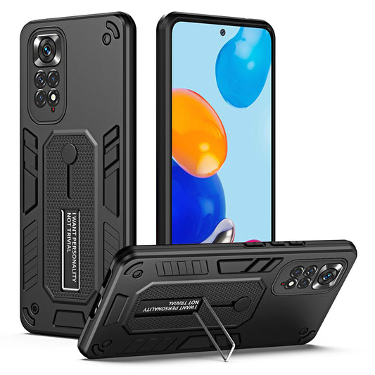 For Xiaomi Redmi Note 11 4G (Qualcomm) / Note 11S 4G Kickstand Phone Case PC + TPU Finger Ring Back Cover