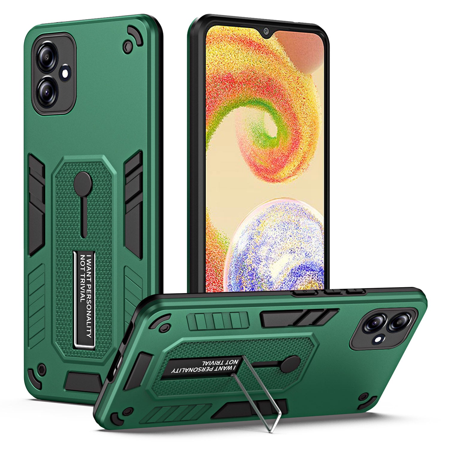 TPU + PC Phone Case for Samsung Galaxy A04 4G (164.4 x 76.3 x 9.1 mm) , Kickstand Protective Phone Cover