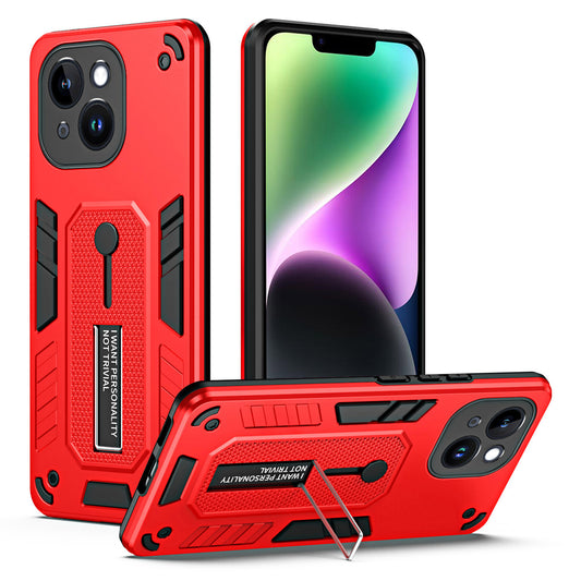 Kickstand Phone Case for iPhone 14 Plus , TPU + PC Non-Slip Finger Strap Protective Cover
