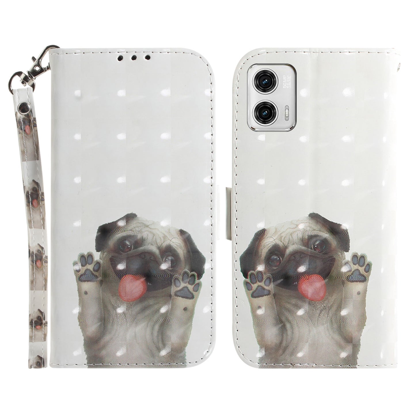 Leather Phone Cover for Motorola Moto G73 5G Pattern Printing Wallet Phone Stand Case with Strap