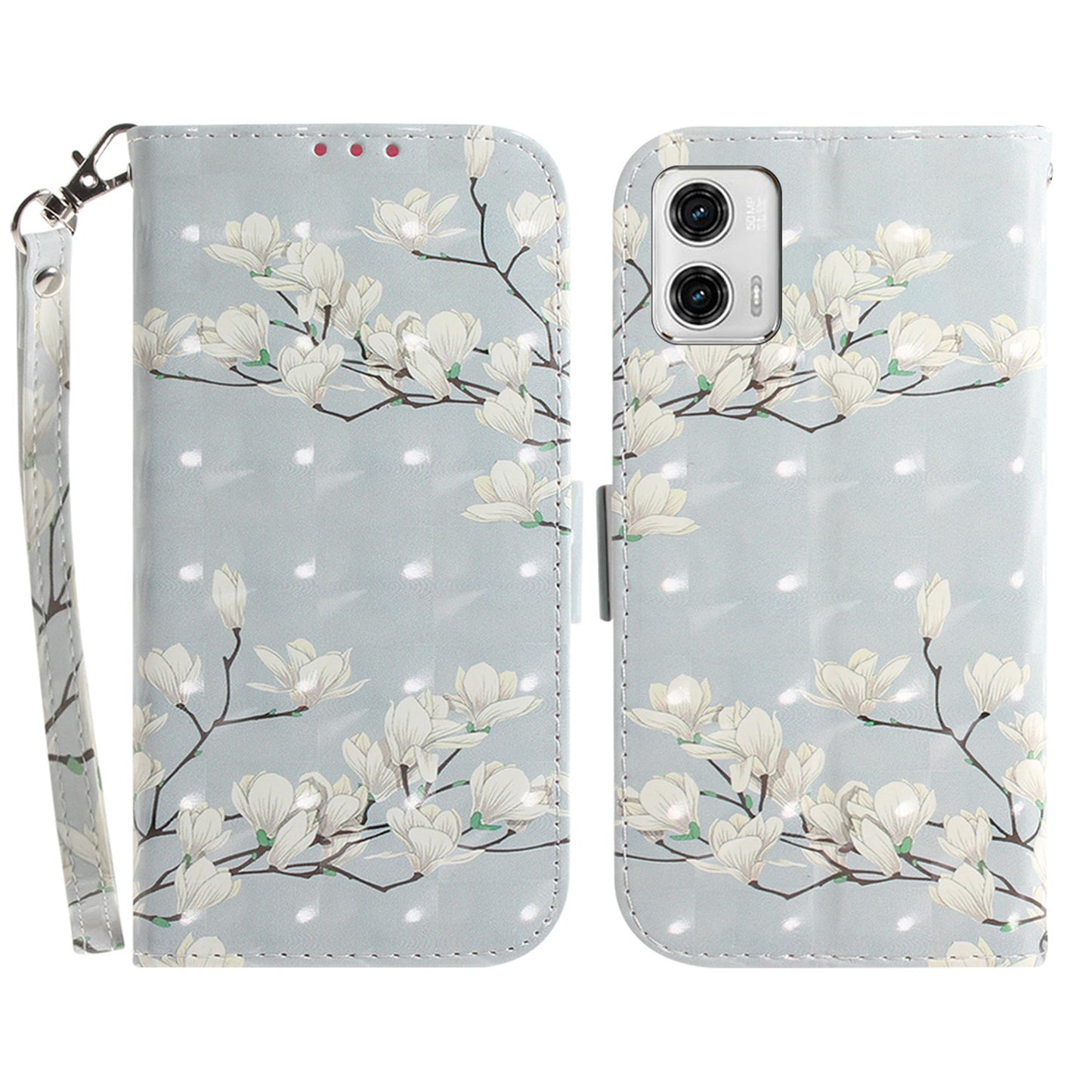 Leather Phone Cover for Motorola Moto G73 5G Pattern Printing Wallet Phone Stand Case with Strap