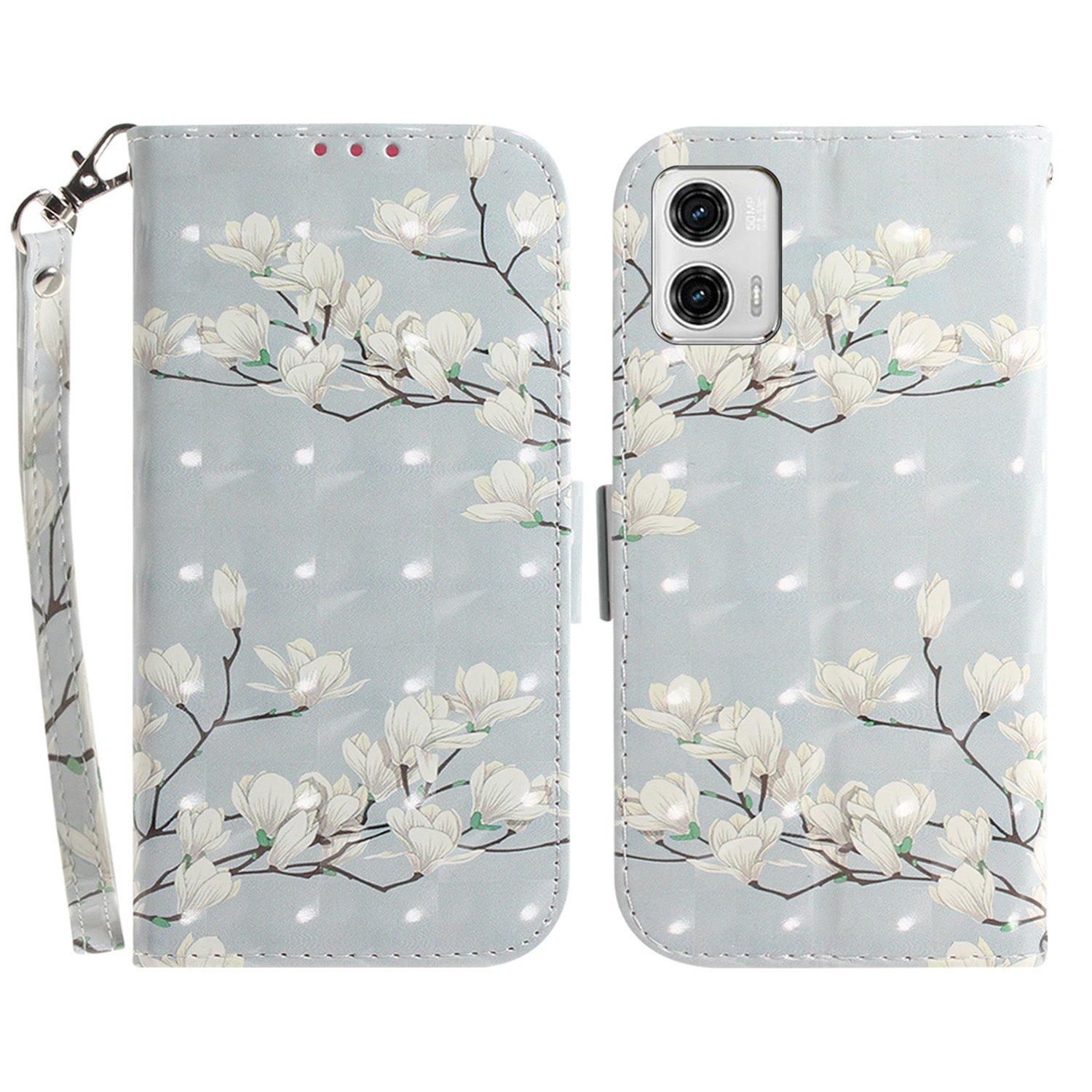 Leather Phone Cover for Motorola Moto G73 5G Pattern Printing Wallet Phone Stand Case with Strap