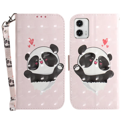 Leather Phone Cover for Motorola Moto G73 5G Pattern Printing Wallet Phone Stand Case with Strap