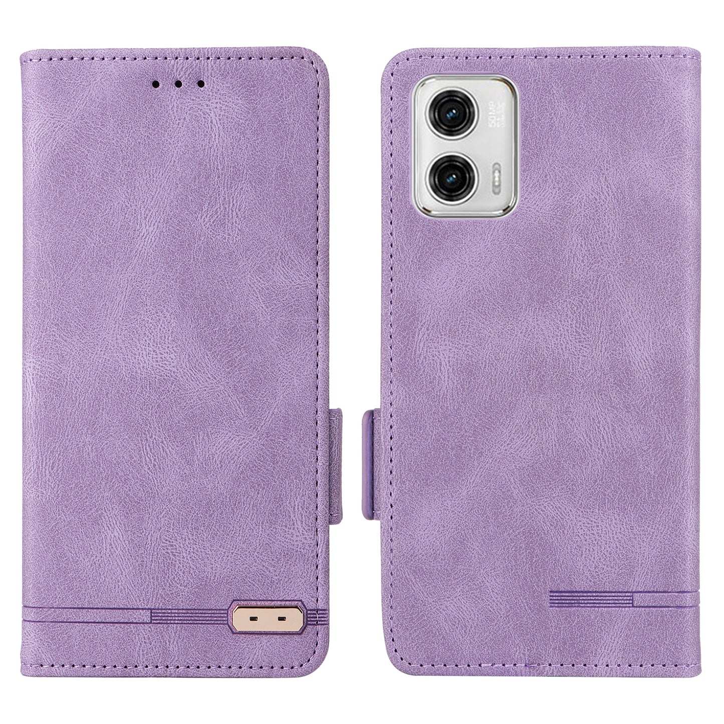 For Motorola Moto G73 5G Leather Phone Cover Hardware Decor Phone Case with Stand Wallet