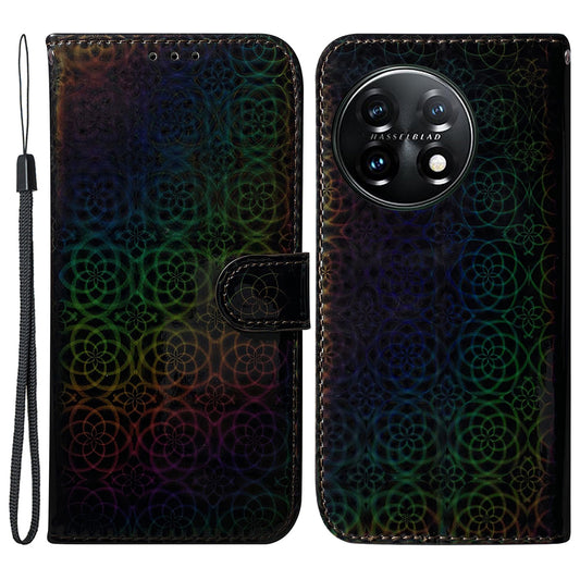 For OnePlus 11 5G Drop-proof Phone Case Dazzling Flower Pattern Wallet Stand PU Leather Phone Cover