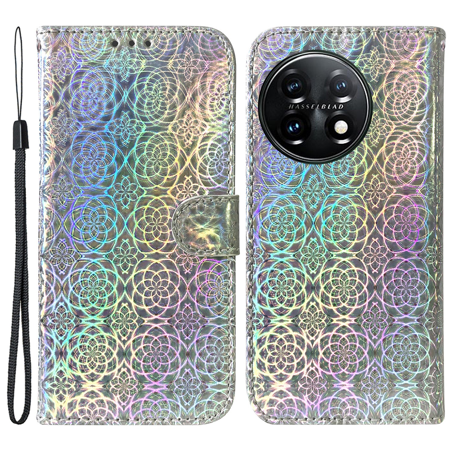 For OnePlus 11 5G Drop-proof Phone Case Dazzling Flower Pattern Wallet Stand PU Leather Phone Cover