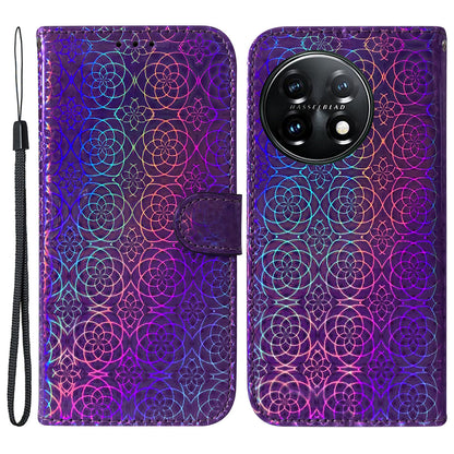 For OnePlus 11 5G Drop-proof Phone Case Dazzling Flower Pattern Wallet Stand PU Leather Phone Cover
