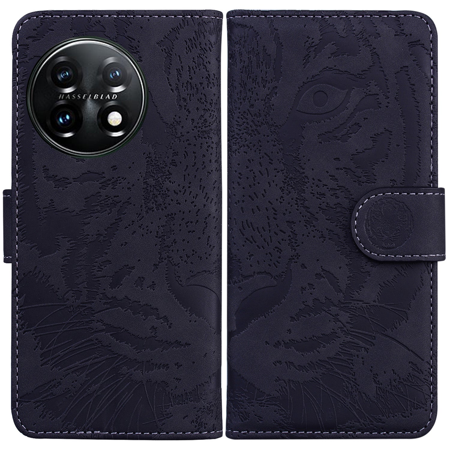 For OnePlus 11 5G Tiger Imprinted Cell Phone Cover PU Leather Wallet Stand Protective Phone Case