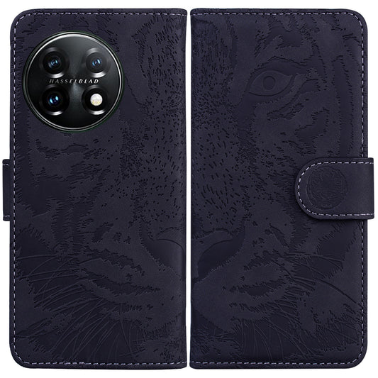 For OnePlus 11 5G Tiger Imprinted Cell Phone Cover PU Leather Wallet Stand Protective Phone Case