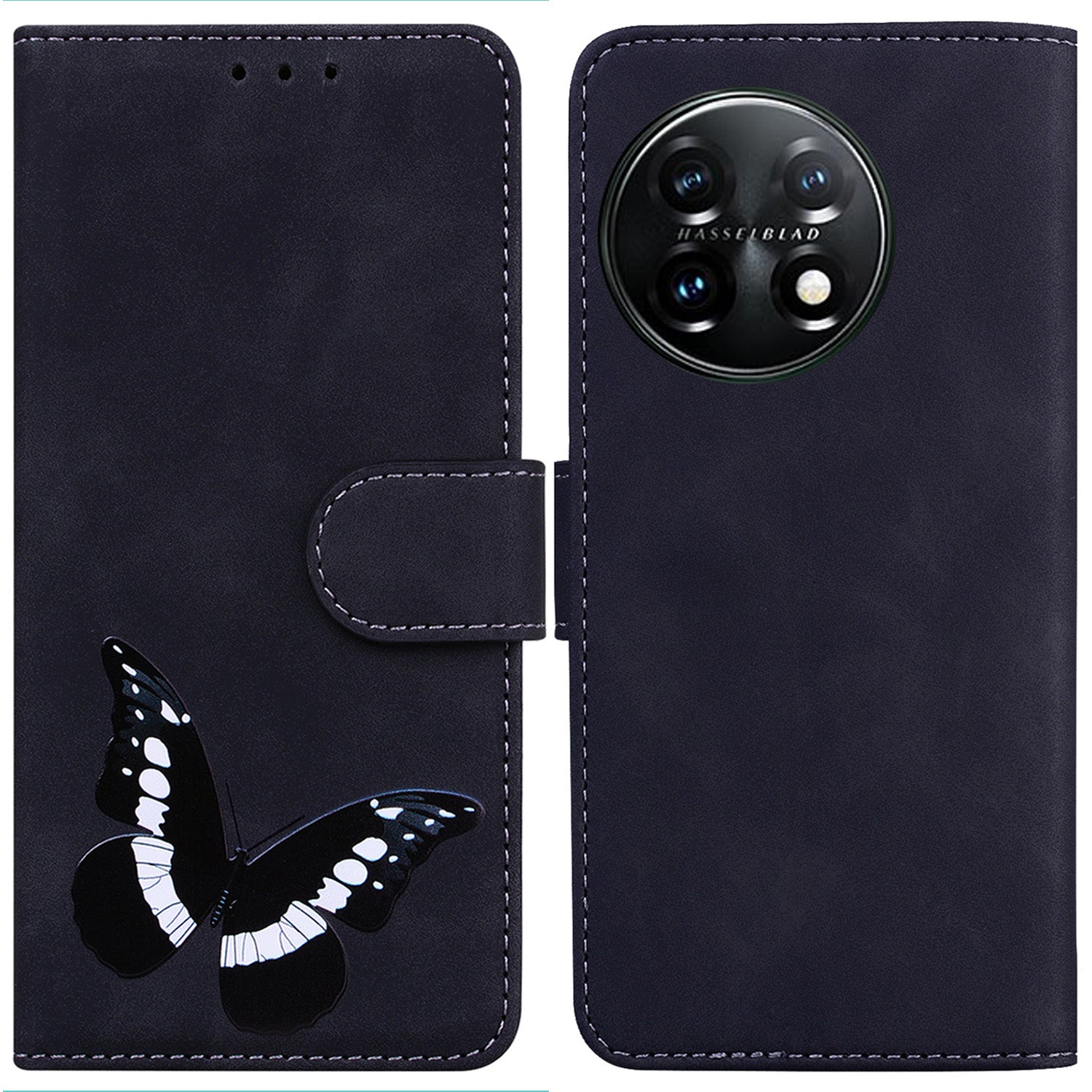 For OnePlus 11 5G Butterfly Printing Skin-friendly Flip Leather Wallet Cover Anti-drop Phone Case Stand