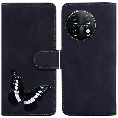 For OnePlus 11 5G Butterfly Printing Skin-friendly Flip Leather Wallet Cover Anti-drop Phone Case Stand