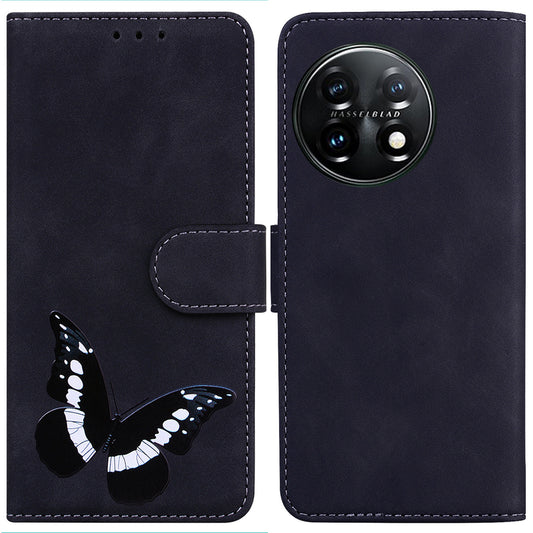 For OnePlus 11 5G Butterfly Printing Skin-friendly Flip Leather Wallet Cover Anti-drop Phone Case Stand