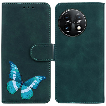 For OnePlus 11 5G Butterfly Printing Skin-friendly Flip Leather Wallet Cover Anti-drop Phone Case Stand