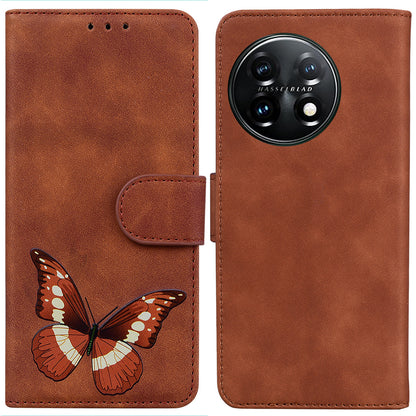 For OnePlus 11 5G Butterfly Printing Skin-friendly Flip Leather Wallet Cover Anti-drop Phone Case Stand