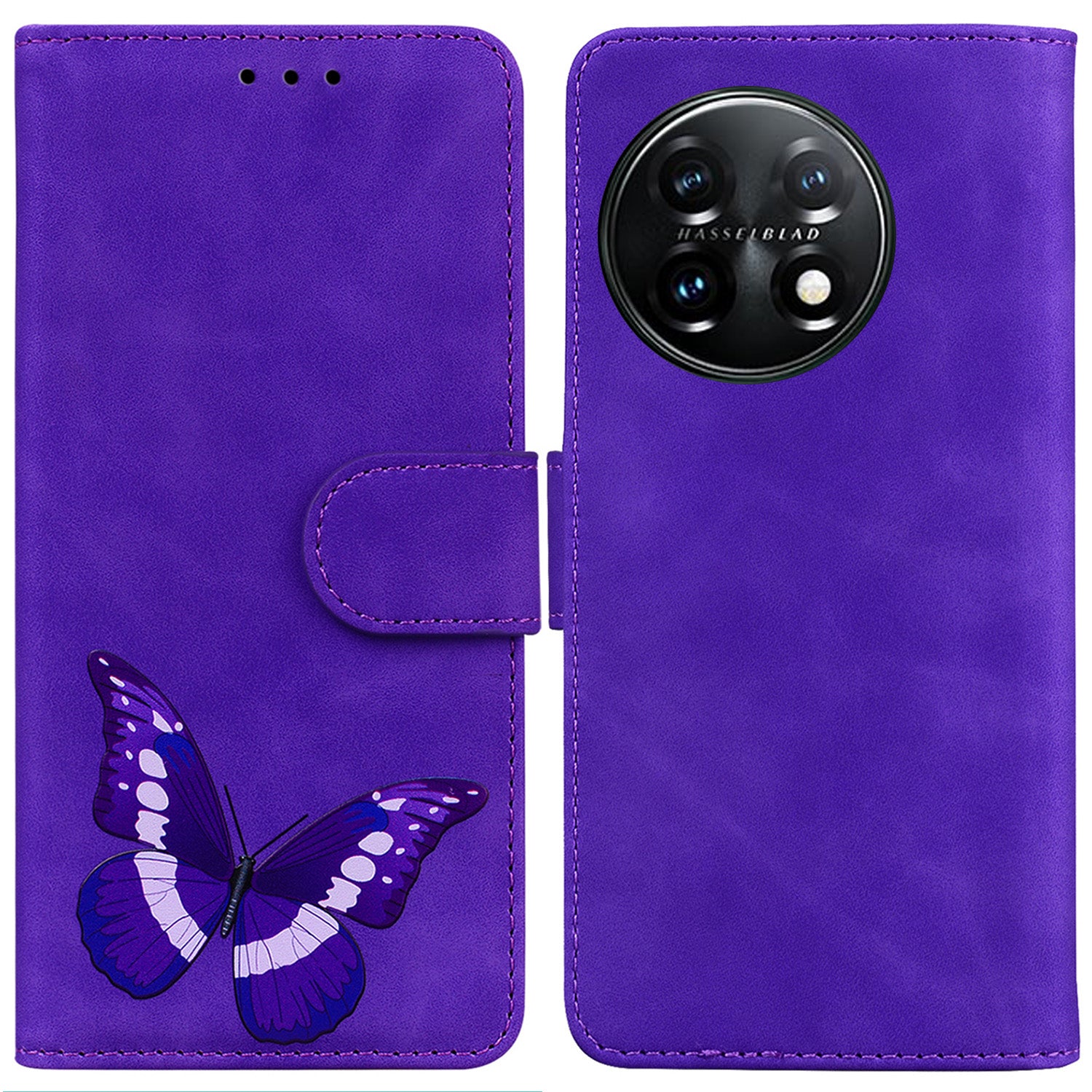 For OnePlus 11 5G Butterfly Printing Skin-friendly Flip Leather Wallet Cover Anti-drop Phone Case Stand