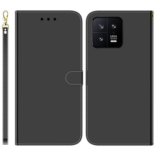 For Xiaomi 13 5G Anti-drop Flip Phone Wallet Case Stand PU Leather Mirror-like Surface Phone Cover