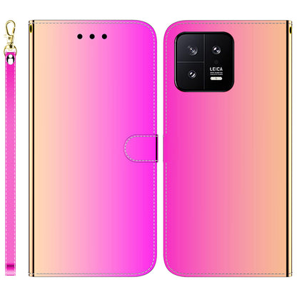 For Xiaomi 13 5G Anti-drop Flip Phone Wallet Case Stand PU Leather Mirror-like Surface Phone Cover