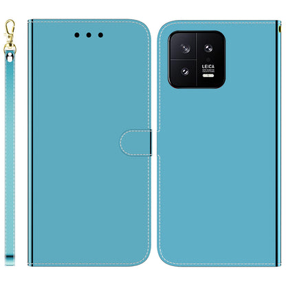 For Xiaomi 13 5G Anti-drop Flip Phone Wallet Case Stand PU Leather Mirror-like Surface Phone Cover