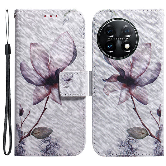 For OnePlus 11 5G Anti-fall PU Leather Phone Case Pattern Printing Stand Flip Wallet Cover with Strap