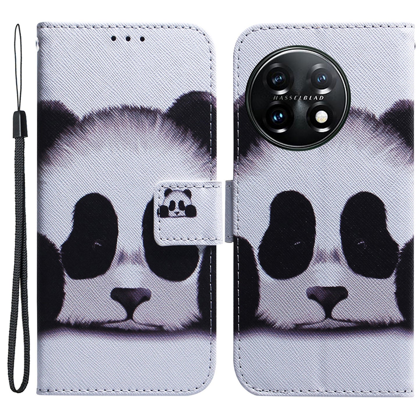 For OnePlus 11 5G Anti-fall PU Leather Phone Case Pattern Printing Stand Flip Wallet Cover with Strap