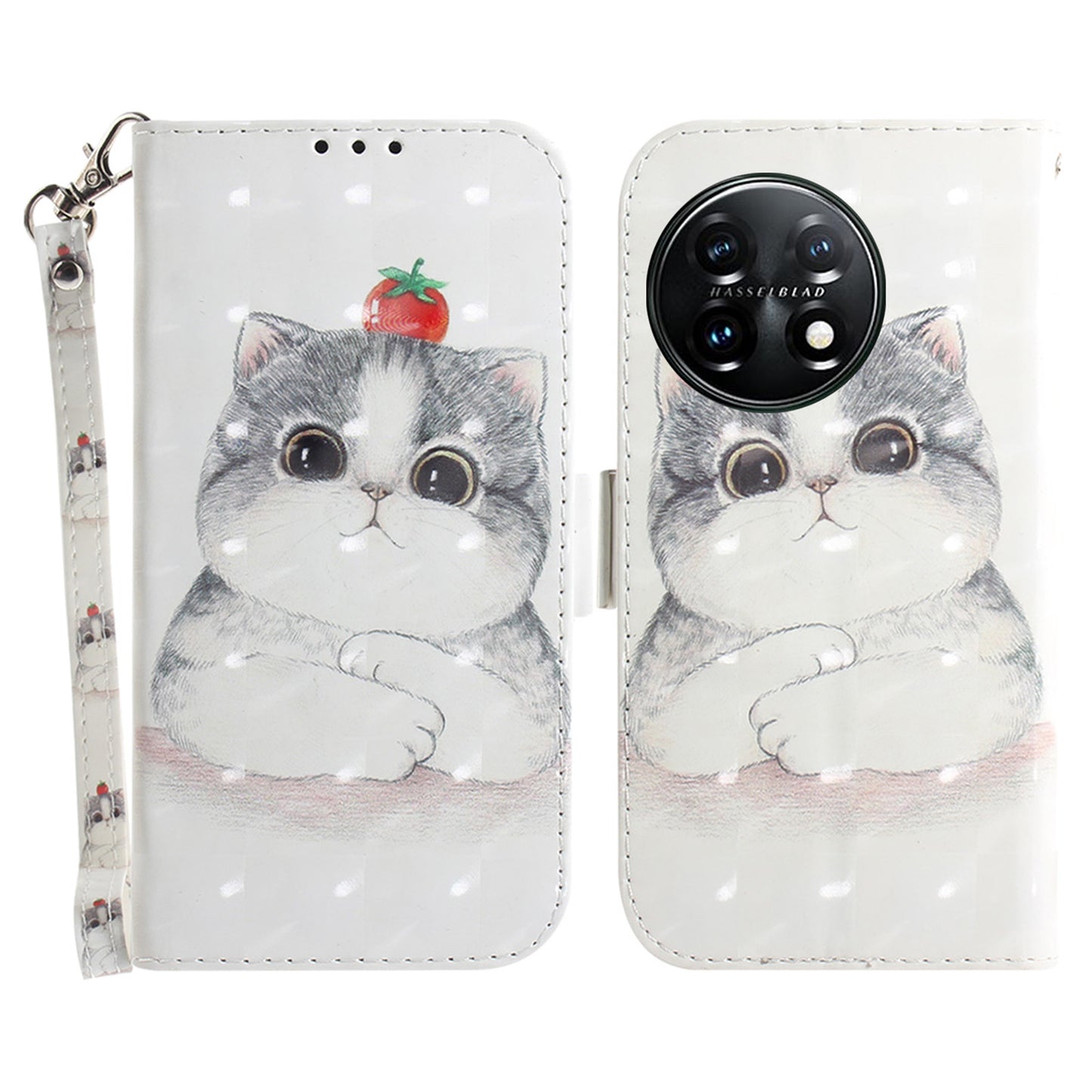 Anti-drop Cell Phone Cover for OnePlus 11 5G Pattern Printing Leather Wallet Phone Stand Case with Strap