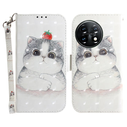 Anti-drop Cell Phone Cover for OnePlus 11 5G Pattern Printing Leather Wallet Phone Stand Case with Strap