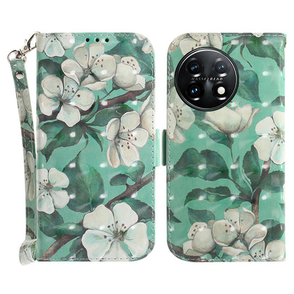 Anti-drop Cell Phone Cover for OnePlus 11 5G Pattern Printing Leather Wallet Phone Stand Case with Strap