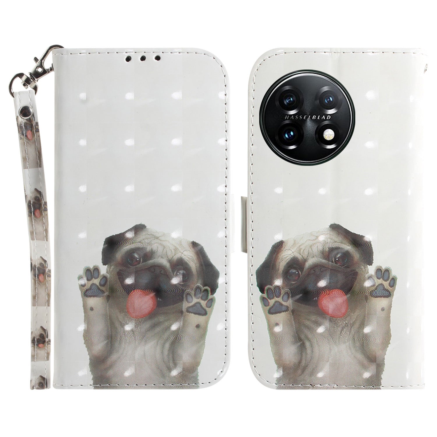 Anti-drop Cell Phone Cover for OnePlus 11 5G Pattern Printing Leather Wallet Phone Stand Case with Strap