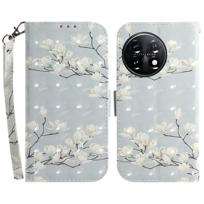 Anti-drop Cell Phone Cover for OnePlus 11 5G Pattern Printing Leather Wallet Phone Stand Case with Strap