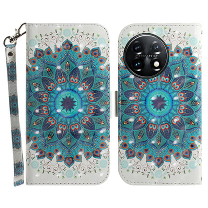 Anti-drop Cell Phone Cover for OnePlus 11 5G Pattern Printing Leather Wallet Phone Stand Case with Strap