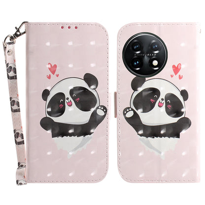 Anti-drop Cell Phone Cover for OnePlus 11 5G Pattern Printing Leather Wallet Phone Stand Case with Strap