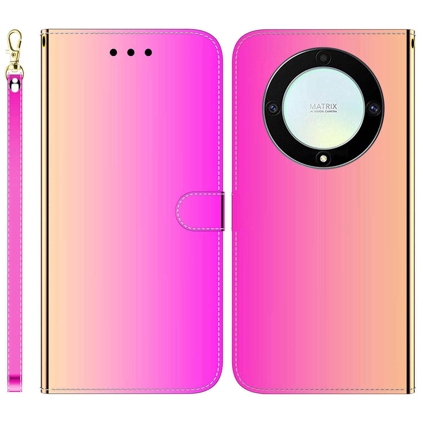For Honor X40 5G / X9a 5G / Magic5 Lite 5G Anti-scratch Phone Case Stand Mirror-like Surface Flip Leather Phone Wallet Cover