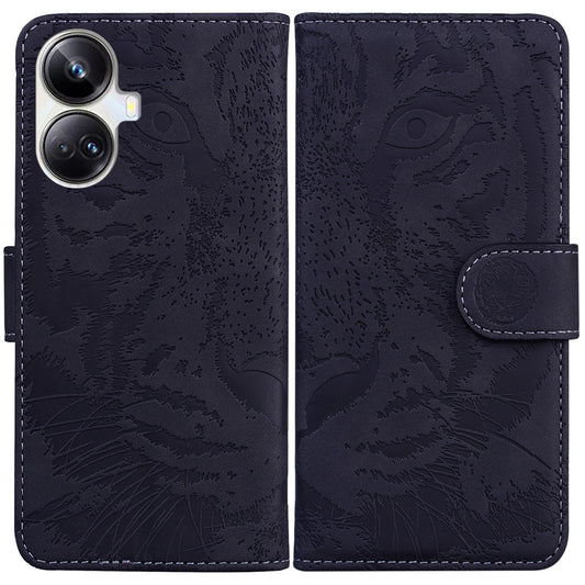 Anti-drop Phone Cover For Realme 10 Pro+ 5G , Tiger Imprinted Folding Stand PU Leather Wallet Case