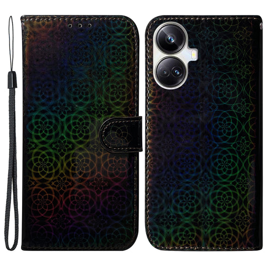 For Realme 10 Pro+ 5G Dazzling Flower Pattern PU Leather Wallet Phone Case Anti-drop Stand Cover