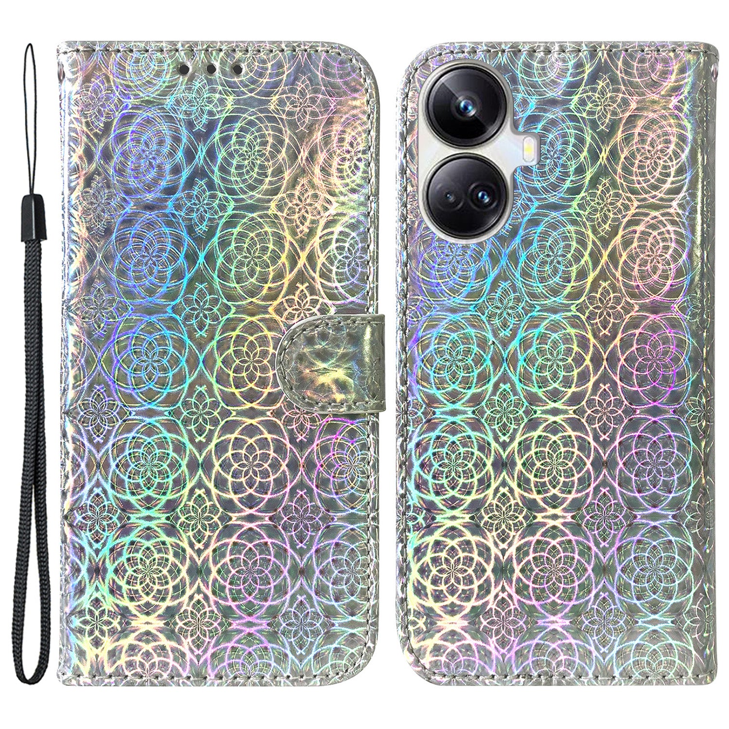 For Realme 10 Pro+ 5G Dazzling Flower Pattern PU Leather Wallet Phone Case Anti-drop Stand Cover