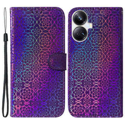 For Realme 10 Pro+ 5G Dazzling Flower Pattern PU Leather Wallet Phone Case Anti-drop Stand Cover