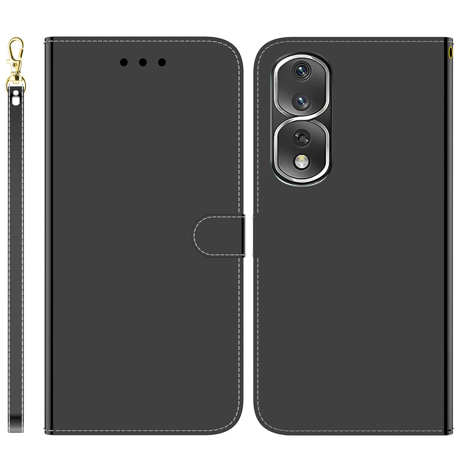 For Honor 80 Pro 5G Flip Phone Wallet Case Stand Mirror-like Surface Full Protection PU Leather Phone Cover