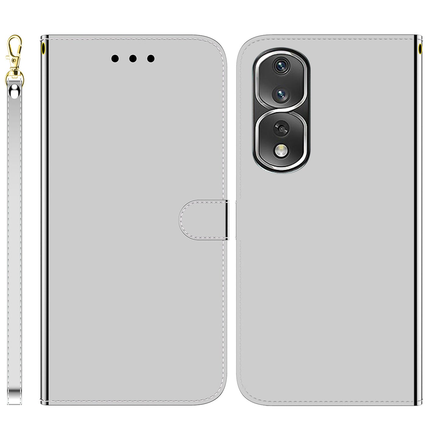 For Honor 80 Pro 5G Flip Phone Wallet Case Stand Mirror-like Surface Full Protection PU Leather Phone Cover