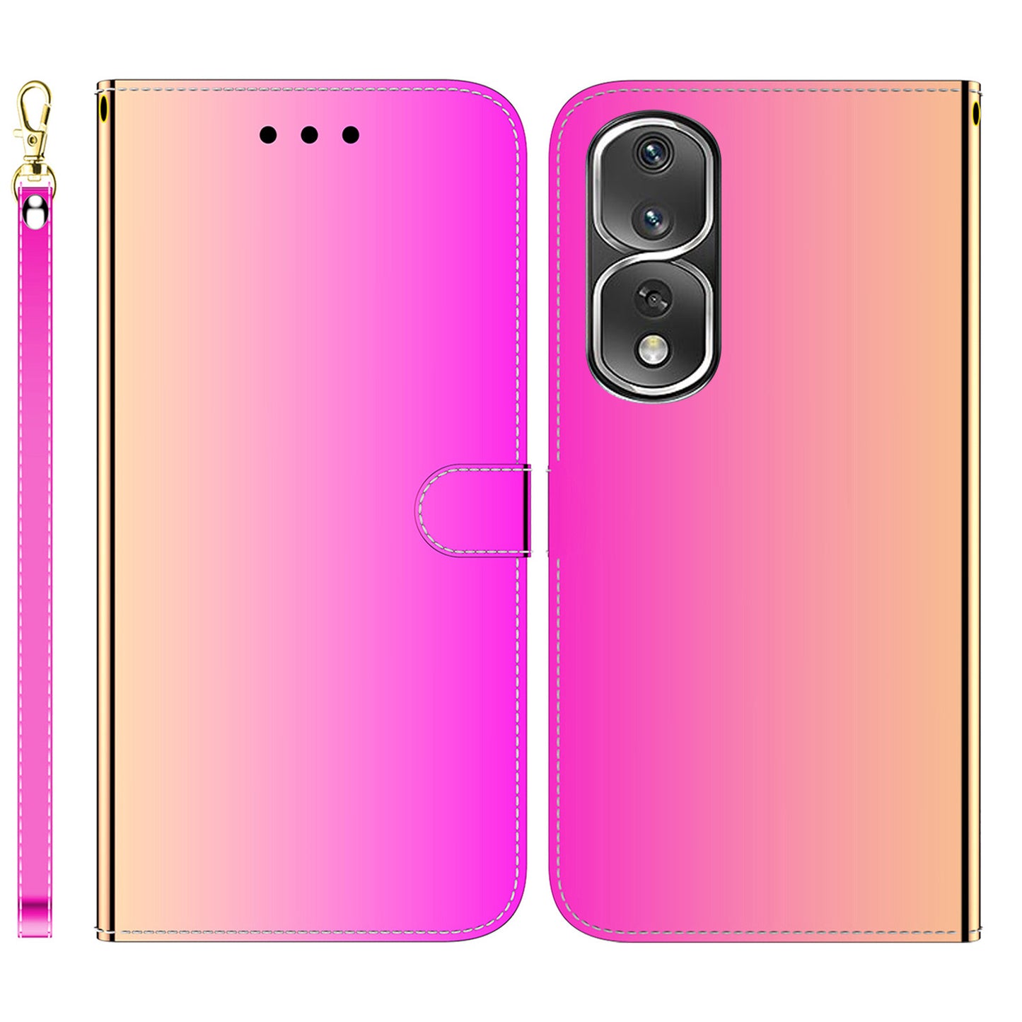 For Honor 80 Pro 5G Flip Phone Wallet Case Stand Mirror-like Surface Full Protection PU Leather Phone Cover