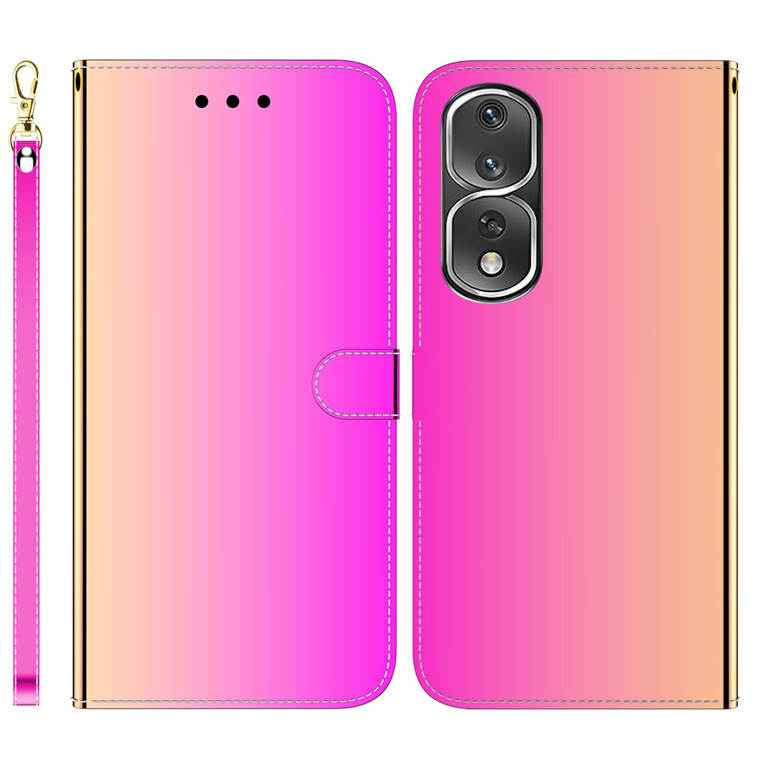 For Honor 80 Pro 5G Flip Phone Wallet Case Stand Mirror-like Surface Full Protection PU Leather Phone Cover