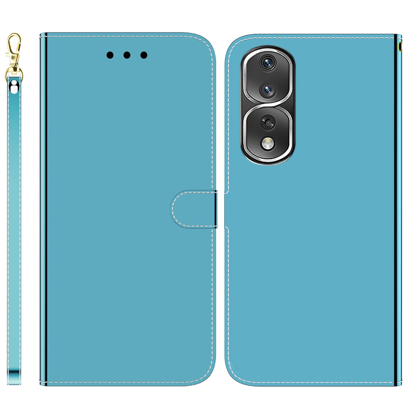 For Honor 80 Pro 5G Flip Phone Wallet Case Stand Mirror-like Surface Full Protection PU Leather Phone Cover