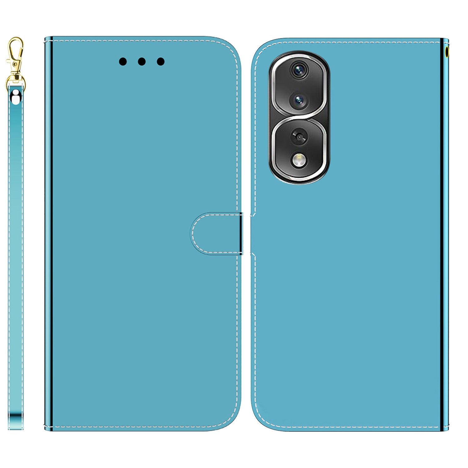For Honor 80 Pro 5G Flip Phone Wallet Case Stand Mirror-like Surface Full Protection PU Leather Phone Cover