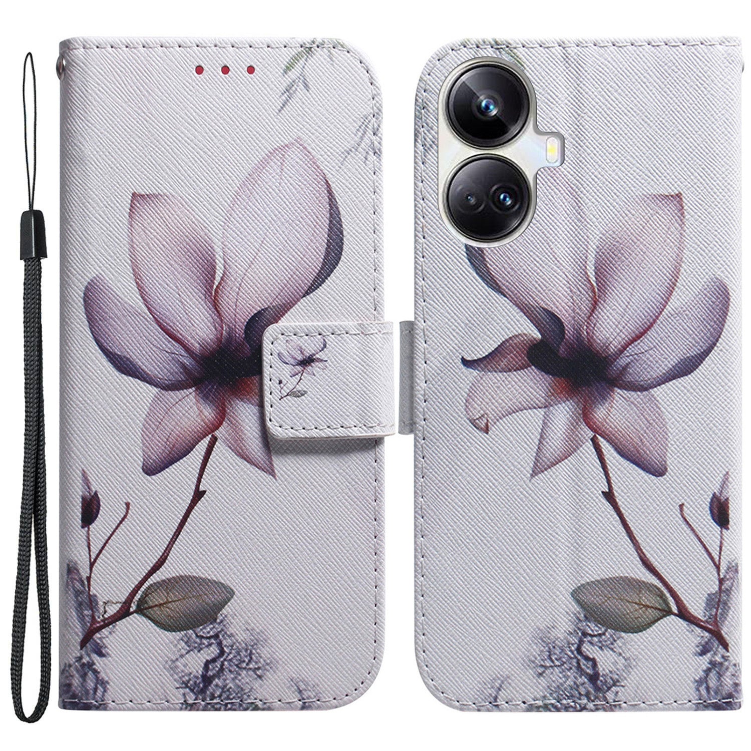 For Realme 10 Pro+ 5G PU Leather Wallet Phone Case Pattern Printing Stand Cover with Wrist Strap